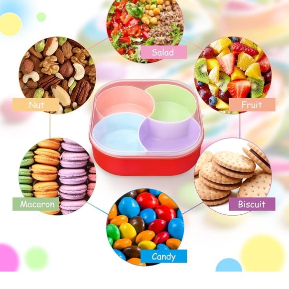 2 Pcs Divided Snack Serving Tray With Lid 10”, compartments removable - Picture 5 of 5